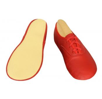 Barefoot cvičky šnurovacie koža - podošva guma - červené